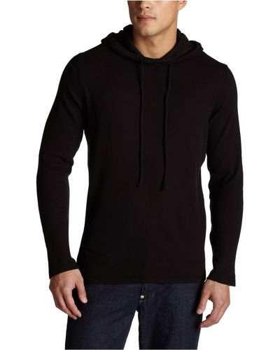 7 For All Mankind Long Sleeve Thermal Pullover Hoodie,black,small