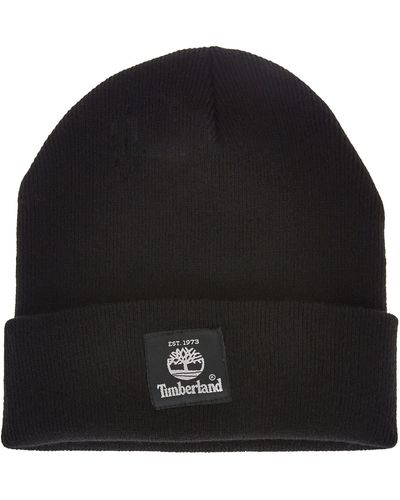 Timberland Ribbed Watch Cap With Logo Patch - Black