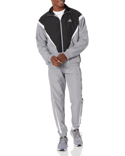 adidas Mens Sportswear Woven Track Suit Grey/black Large - Gray