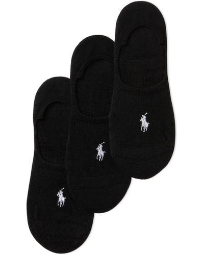 Polo Ralph Lauren Polo 's Sneaker Liner Socks 3 Pair Pack - Black