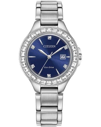 Citizen Eco-drive Dress Classic Crystal Watch In Stainless Steel - Metallic