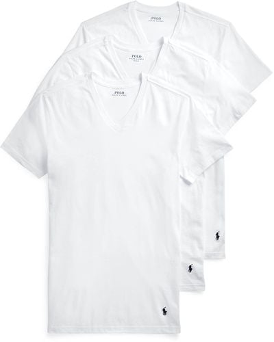 Polo Ralph Lauren Underwear 3 Pack Slim Fit V Neck Tees - White