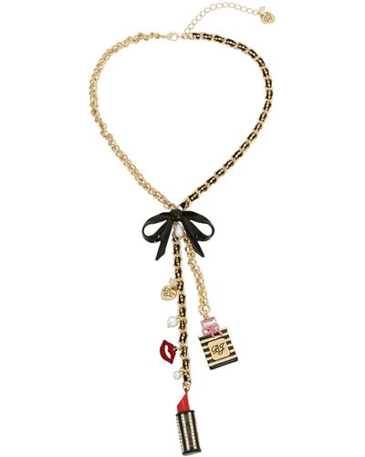 Betsey Johnson S Going All Out Charm Y Necklace - Metallic