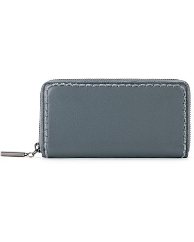 The Sak Essential Zipper Wallet In Leather - Gray