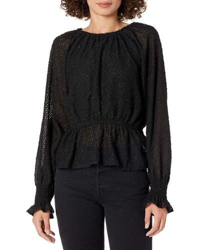Kendall + Kylie Kendall + Kylie Ruched Neckline Top - Black