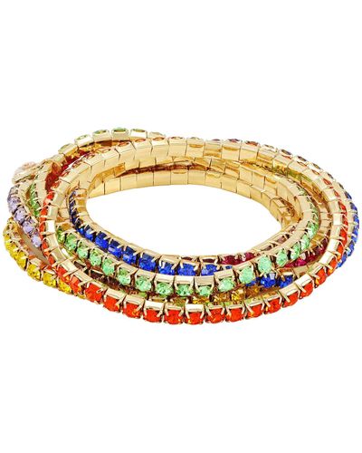 Guess 6 Piece Rainbow Stretch Bracelet Set For - Metallic