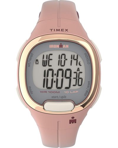 Timex Ironman Transit 33mm Quartz Running Watch With Resin Strap, Pink, 12 (model: Tw5m350009j)