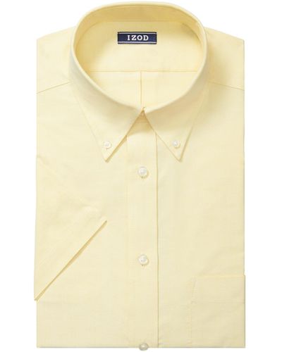 Izod Dress Shirt Regular Fit Short Sleeve Stretch - Yellow