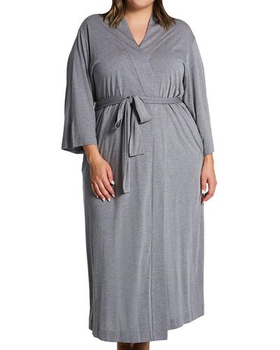 Natori Plus Size Shangri-la Solid Knit Robe - Gray