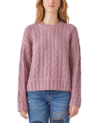 Lucky Brand Cable-knit Long-sleeve Crewneck Sweater - Red