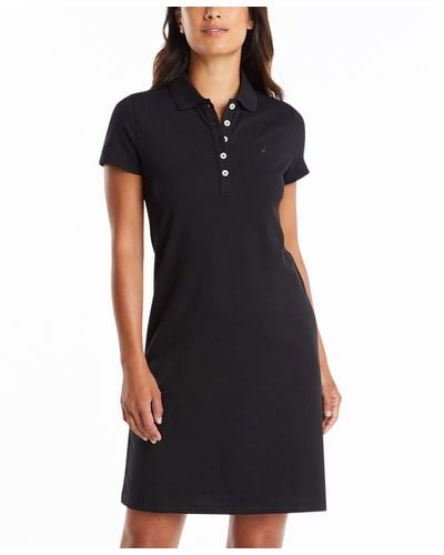 Nautica Easy Classic Short Sleeve Stretch Cotton Polo Dress - Noir