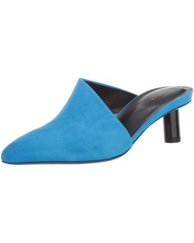 Via Spiga Women's Freya Pointed Toe Cylinder - Heel Slide Mules - Blue