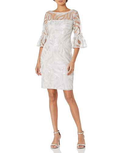 Adrianna Papell Sequin Embroidered Sheath - White