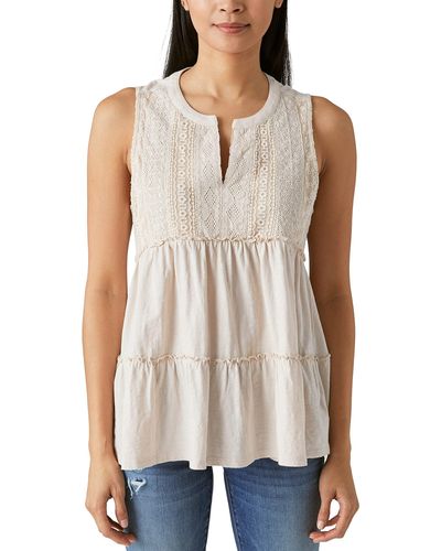 Lucky Brand, Tops, Lucky Brand Embroidered Square Neck Top Size M