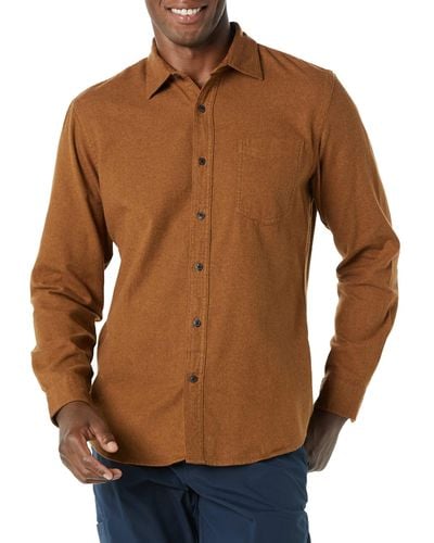 Amazon Essentials Slim-fit Long-sleeve Plaid Flannel Shirt - Brown