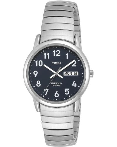 Timex T20031 Easy Reader 35mm Silver-tone Stainless Steel Expansion Band Watch - Metallic