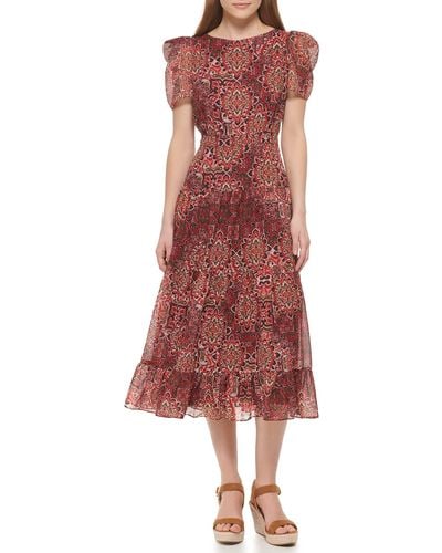 Vince Camuto Casual Tiered Skirt Printed Dress