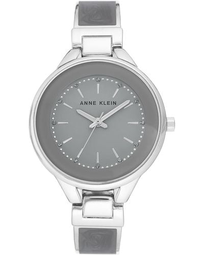 Anne Klein Glitter Accented Bangle Watch - Gray