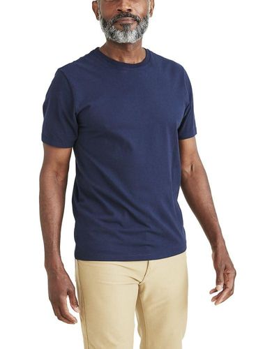 Dockers Slim Fit Short Sleeve Chest Logo Crew Tee Shirt - Blue