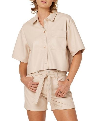 Hudson Jeans Ss Cropped Oversized Button Down Shirt - Natural