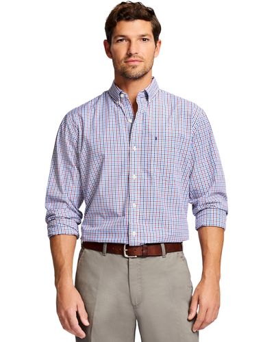 Izod Big And Tall Button Down Long Sleeve Stretch Performance Plaid Shirt - Multicolor