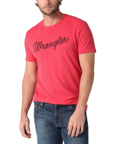 Wrangler Western Crew Neck Short Sleeve Tee Shirt - Red