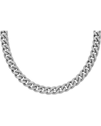 Fossil Harlow Linear Texture Chain Stainless Steel Necklace - Metallic