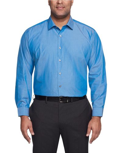 Kenneth Cole Unlisted By Mens Big And Tall Solid Dress Shirt - Blue