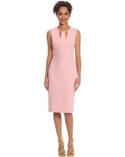 Donna Morgan Knee-length Sleeveless Dress With Neck Cutouts - Pink