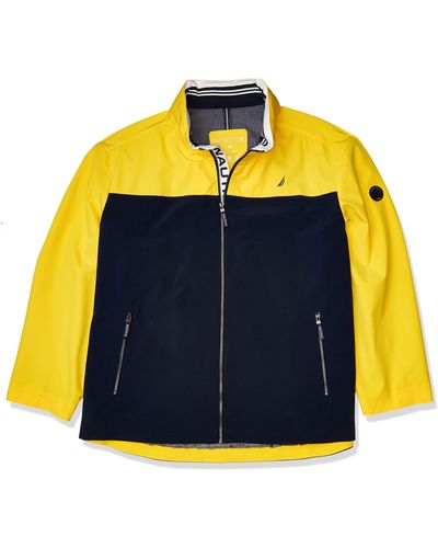 Nautica Tall Size Color Block Zip Front Jacket W/Hidden Hood - Noir