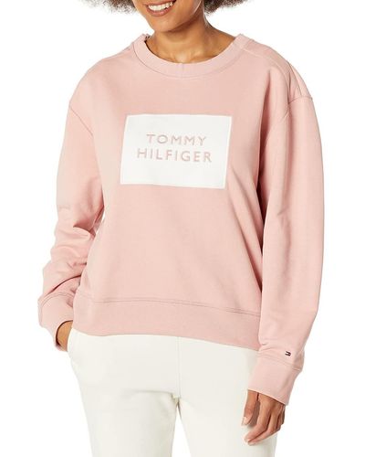 Tommy Hilfiger Womens Relaxed With Magnetic Closure Sweatshirt - Pink