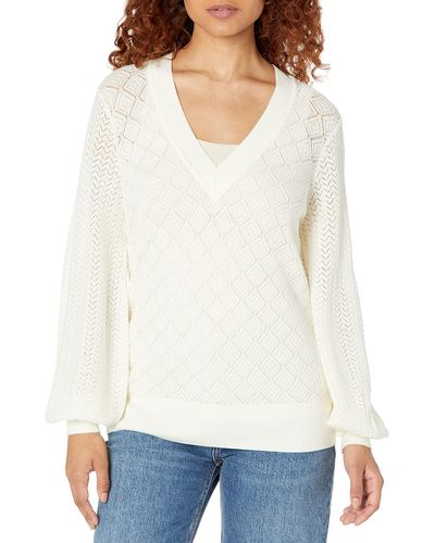 Trina Turk V Neck Sweater - White
