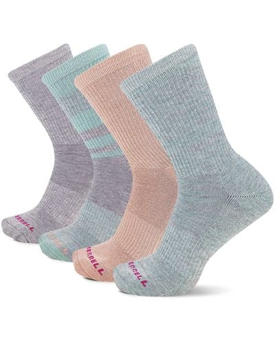 Merrell And Cushioned Midweight Crew Socks-4 Pair Pack- Moisture Agement And Anti-odor - Grey