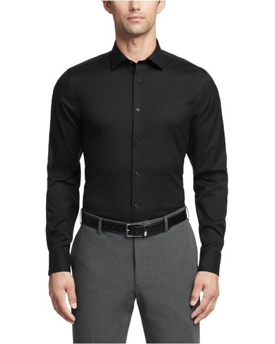 Calvin Klein Dress Shirt Slim Fit Refined Cotton Stretch - Black