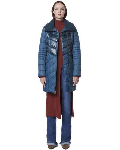 Andrew Marc Marc New York By Asymmetrical Cire Puffer Quilted Mid-length - Blue