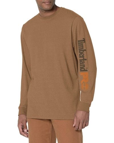 Timberland Base Plate Blended Long-sleeve T-shirt With Logo - Brown