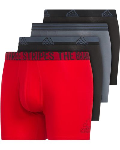 adidas Stretch Cotton Boxer Brief Underwear 4-pack - Red