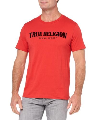 True Religion Ss Pile Arch Logo Tee - Red