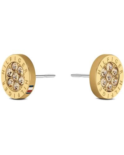 Tommy Hilfiger Jewelry Women's Stainless Steel Stud Earrings Embellished With Crystals - 2780566 - Black