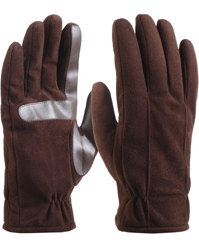 Isotoner Microfiber Touchscreen Texting Warm Lined Cold Weather Gloves With Water Repellent Technology - Brown