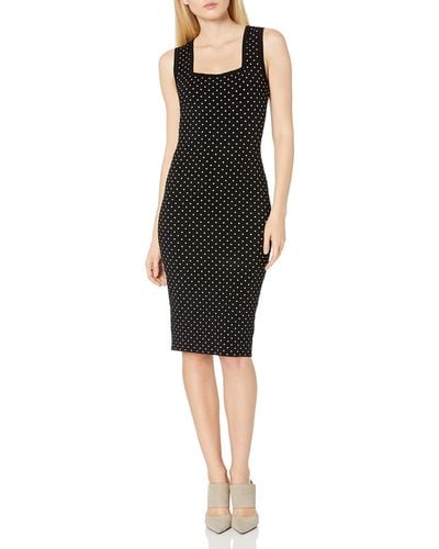 MILLY Micro Dot Fitted Dress - Black