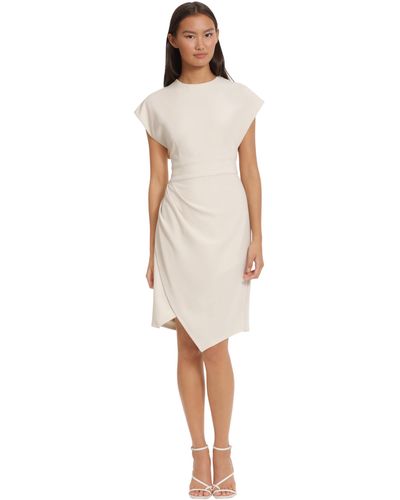 Donna Morgan Sleek Faux Wrap Dress With Asymmetric Skirt Office Workwear Event Guest Of - White