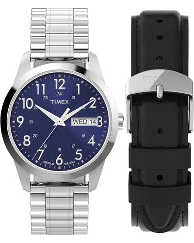 Timex Silver-tone Expansion Band Blue Dial Silver-tone