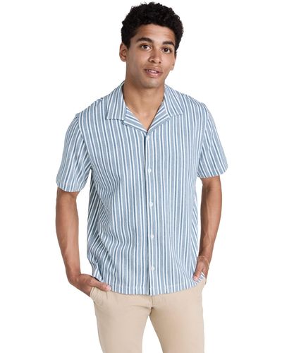 Vince S Cabana Stripe S/s Shirt - Blue