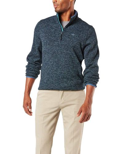 Dockers Long Sleeve Quarter Zip Sweater - Blue
