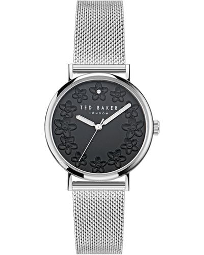 Ted Baker Phylipa Blossom Ladies Silver Mesh Band Watch - Grey