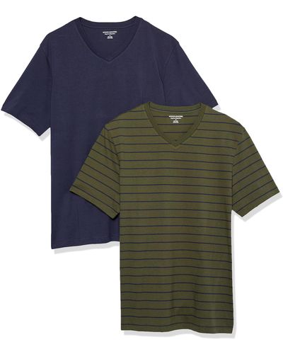 Amazon Essentials 2-Pack Regular-fit Short-Sleeve V-Neck T-Shirt - Blau