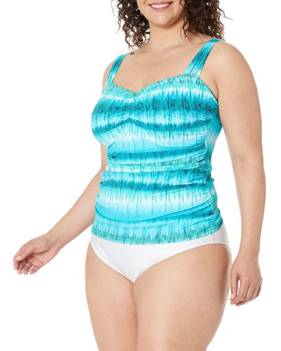 Gottex Womens Aqua Fresco Full Figure Square Neck Swim Tankini Top - Blue