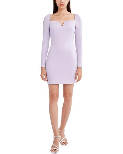 BCBGeneration Fitted Long Sleeve Square Neck Mini Dress - Purple