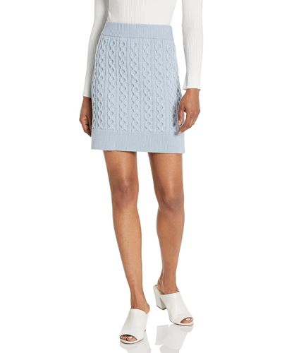 PAIGE Juliet Mini Skirt Cable Knit Honeycomb In Vintage Sky Blue